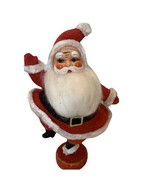 Vintage 9” Flocked Santa Claus Dancing  Waving Christmas Decoration Plas... - $239.28 MXN