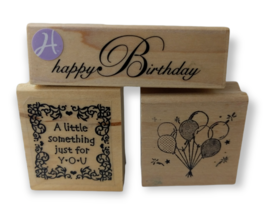 Happy Birthday Rubber Stamp Bundle 3 Pieces (Assorted) Vintage - £10.07 GBP