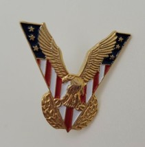 Victory Eagle V Lapel Hat Military Pin American Flag &amp; Eagle - $16.63