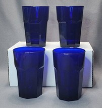 Vintage Libbey Gibraltar Cobalt Blue Paneled Glass Tumblers Glasses Cool... - $29.70