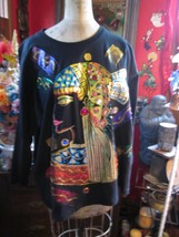  Puffy paint T-Shirt Egyptian goddess type  huge lots of colors, golds, sparkly  - £27.97 GBP