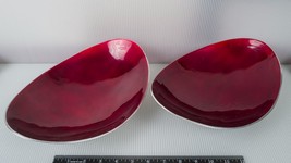 Red Aluminum MidCentury Design Bowl, Tray, Candy Dish, Free Form Catch All - $24.74