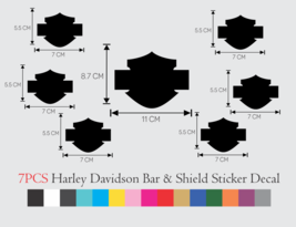 SET OF 7 Harley Davidson bar &amp; shield  Vinyl Decal Sticker 7PCS - £9.74 GBP+