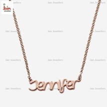 Real Solid 14 Kt Rose Gold Custom Name Necklace Personalized Women&#39;S Pendant - £451.04 GBP