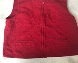 Eileen Fisher M Cotton sleeveless Top Red Zip Front Double Pocket Front - $37.63