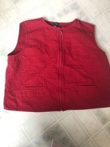 Eileen Fisher M Cotton sleeveless Top Red Zip Front Double Pocket Front - £29.60 GBP