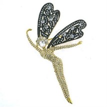 LOA280 - Gold Brass Brooches with Top Grade Crystal  in Clear - $53.15 CAD