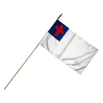 AES 12x18 12&quot;x18&quot; Christian Christ Cross Stick Flag Wood 22 inch Staff (6) - £7.01 GBP+