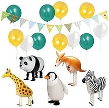 Party Jungle Safari Birthday Balloons Decorations Animal Banner Tablewar... - £9.82 GBP