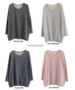Japan Striped Relaxed Sweat Knit Tunic Shirt! FREE US SHIPPING - $299.87 MXN