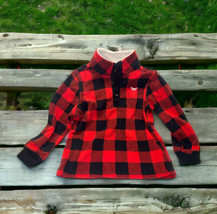 Carter's Red Black Plaid Fleece Mock Neck Pullover Shirt Boys 4T NWT Shirt Only - $12.82