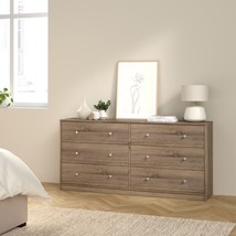Industrial Rustic Wooden Truffle Oak Chest Of 6 (3+3) Drawers Bedroom Storage - £181.78 GBP