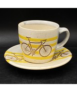 Stacy Snyder Pottery Bike Bicycle Cappuccino Set with Two Yellow Stripes - $1,411.06 MXN
