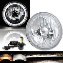 7&quot; Motorcycle White Halo Angel Eye Headlight &amp; 20/40w 6000k LED Lamp Bul... - £59.91 GBP