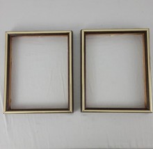 Wood Frame Pair 8&quot; x 10&quot; Jiffy Sunset Design Style Gold Needlepoint Crewel Set 2 - £11.83 GBP