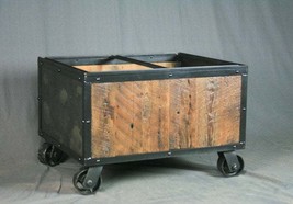 Reclaimed wood Industrial File Cart. Rolling. Vintage industrial, Steel. Rustic  - £661.51 GBP