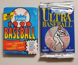 1990 &amp; 1991 Fleer Baseball Cards Lot of 2 (Two) Sealed Unopened Wax Packs. - £9.40 GBP
