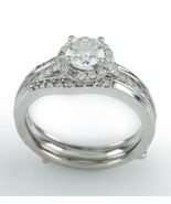 18k White Gold Diamond Engagement Ring w/ Wedding Enhancer Guard .75 ct ... - $9,022.07 CAD