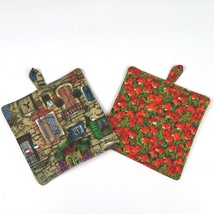 NEW- Set of 2  Provencal potholders Poppy Field and French windows - $14.85