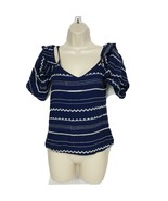 Saks Fifth Avenue Cold Shoulder Top Size XS Blue White Striped Bell Sleeve - $20.79