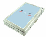 Cute Blue Smile Em1 100&#39;s Size Cigarette Case with Built in Lighter Meta... - $21.73