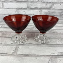 Anchor Hocking Glass Boopie Bubble Dessert Sherbet Ruby Red Set of 2 3.5... - $25.39