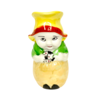 Vtg Dutch Girl Creamer Ceramic 5” Milk Cream Pitcher Yellow Green Red Ki... - $13.46