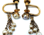 Vintage A&amp;Z Cadena Co Pendientes 1/20 12Kt Oro Llenado Colgante Perla To... - $18.66