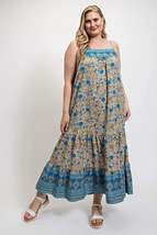 Floral And Aztec Print Drop Down Maxi Dress With Spaghetti Strap - $40.00