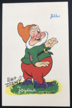 1950s Walt Disney Tobler Chocolates Joyeux Happy Dwarf Postcard Snow Whi... - $16.02