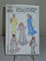 Girls Simplicity Pattern 8931 Size SM Pajamas Slippers Nightgown  Robe V... - £7.73 GBP