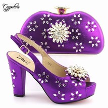  royal blue women shoes and purse bag set fashion summer ladies sandals matching - £101.92 GBP