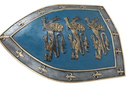 Large Medieval Knight Royal Arms Of England Three Lions Shield Wall Plaque 18&quot;H - £43.94 GBP