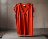 Ava &amp; Viv Cap Sleeve Top Womens Plus Size 2X Orange V Neck Lace shoulders - $13.74