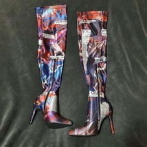 Current Mood Tales Of Chaos Thigh High Bold Graphic Thigh High Boots wom... - $44.99
