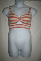 Zenana Outfitters Misses MEDIUM Orange White Striped Keyhole Halter Top ... - $10.40