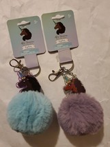 2 New Afro Unicorn Unique Novelty Pom Pom Plush Keychain Set African American - £14.20 GBP
