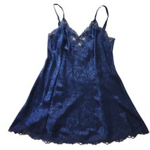 VTG Victoria&#39;s Secret Lace Nightie Slip Dress Nightgown Navy Dark Blue Size L - £27.49 GBP