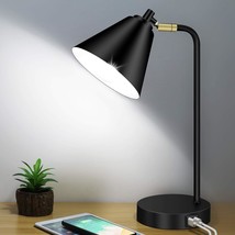 Industrial 3 Way Dimmable Touch Control Desk Lamp With 2 Usb Ports &amp; Ac Outlet B - £49.39 GBP