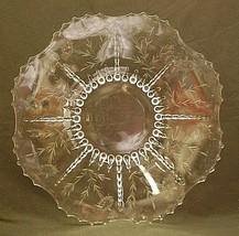 New Martinsville Radiance Clear Glass Serving Platter Depression Era Floral Dsgn - £34.02 GBP