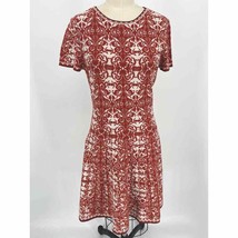 Peruvian Connection Fit &amp; Flare Sweater Dress Sz S Orange Brocade Short ... - $49.00