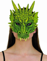 Adult Unisex 3-D Dragon Mask Foam Rubber Cosplay Costume Accessory YELLOW GREEN - £7.38 GBP