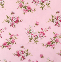 13 x 24 inch Fabric Pink Multicolor Floral &amp; Polka Dots Cotton Crafts Quilt Sew - £4.92 GBP