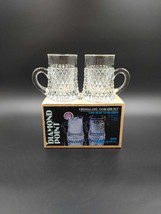 2 VTG Crystal Indiana Glass Tankard Mugs Diamond Point in Original Box Clear USA - $13.81
