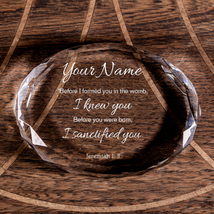 Jeremiah 1:5 I Sanctified You Faceted Oval Crystal Paperweight Personalized Chri - £41.25 GBP