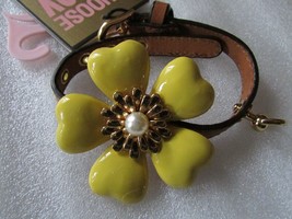 Juicy Couture Doggy Collar Necklace or Bracelet Big Flower Vachetta Leather NWD - £94.68 GBP