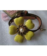 Juicy Couture Doggy Collar Necklace or Bracelet Big Flower Vachetta Leat... - $118.80