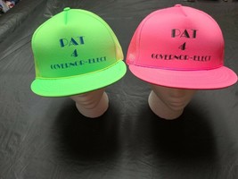 VTG &quot;PAT 4 Governor-Elect&quot; Cap Neon Green Pink Hat Lot Madhatter Mesh Tr... - £6.20 GBP