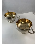 Amston Sterling Silver Weighted Sugar Bowl &amp; Creamer Set #834 Gold Washe... - $3,114.87 MXN