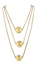 Goldtone Triple Layered Mesh Chain Round Metal Ball Necklace, 25+3&quot; Ext. - £15.65 GBP